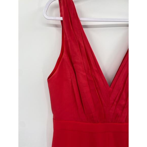 Alice + Olivia Gale Deep V-Neck Sleeveless Wide Leg Red Crepe Jumpsuit Size 12 - Picture 5 of 9